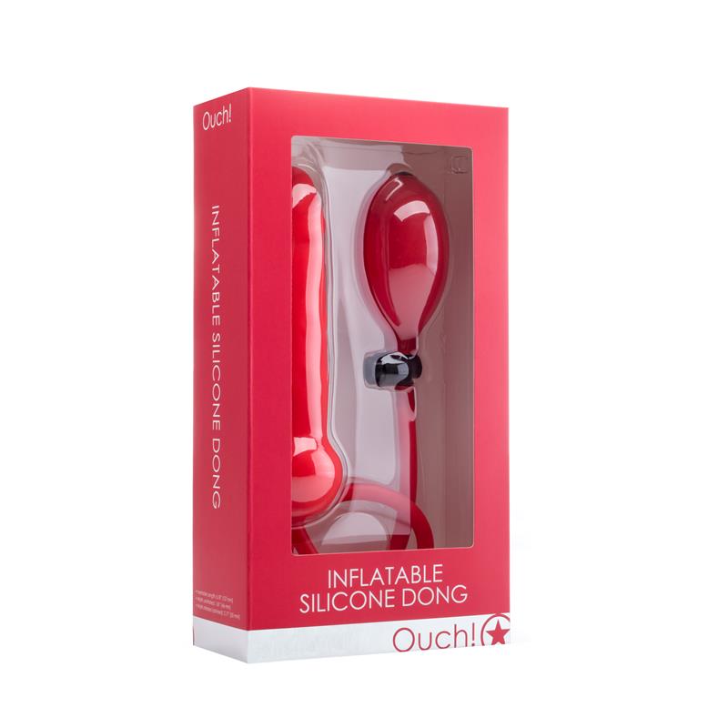 Shots Ouch Inflatable Silicone Dong Red