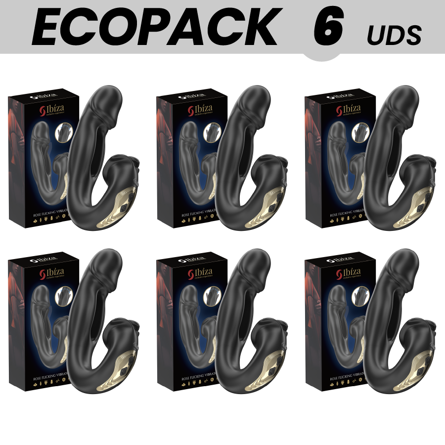 ECOPACKS 6 UNITS - IBIZA ROSE VIBRATOR FLICKING EFFECT AND CLIT STIMULATOR