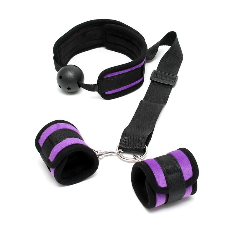 Set Mouthgag with Cuffs Purple