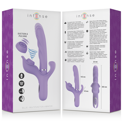 INTENSE - BILLIE MULTIFUNCTIONAL RECHARGEABLE SUCTION VIBRATOR WITH PURPLE PUSH BUTTON