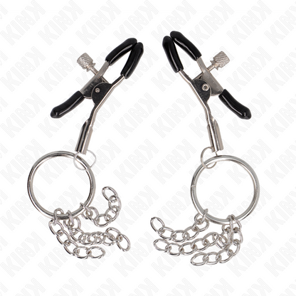 KINK - O RING NIPPLE CLAMP AND LITTLE CHAIN SILVER 6 CM