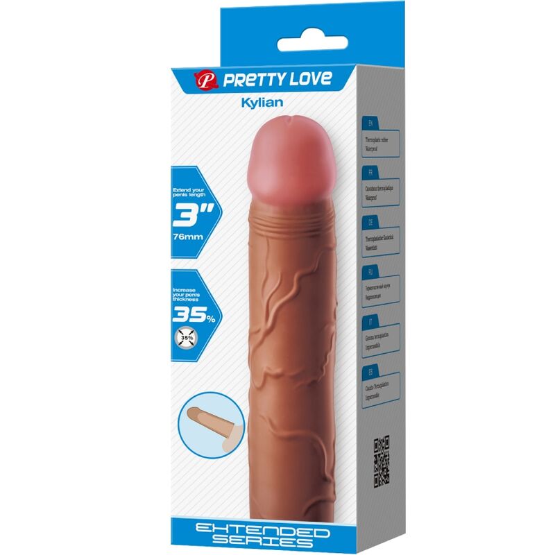 PRETTY LOVE - KYLIAN PENIS SLEEVE WITH 7.6 CM EXTENSION MULATTO