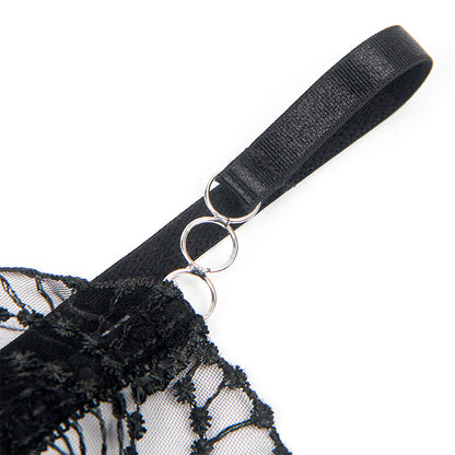 SUBBLIME - 955212 TRANSPARENT BODYSUIT WITH BLACK HOLLOW LACE S/M