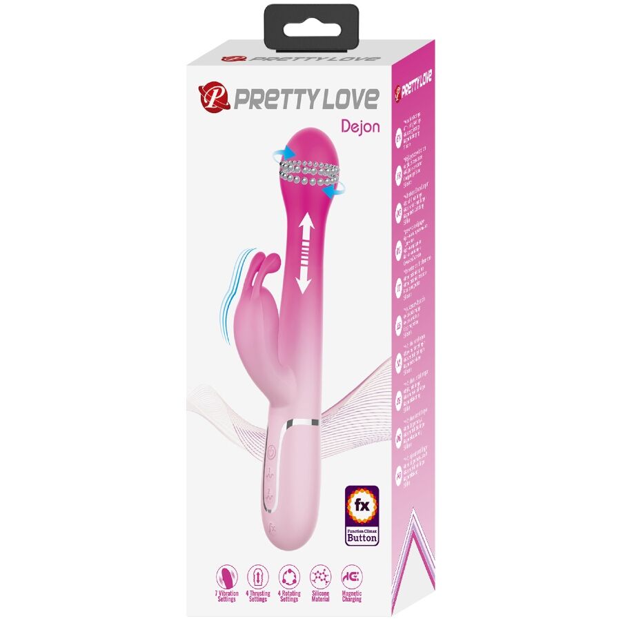PRETTY LOVE - DEJON 3 IN 1 MULTIFUNCTION RABBIT VIBRATOR PINK