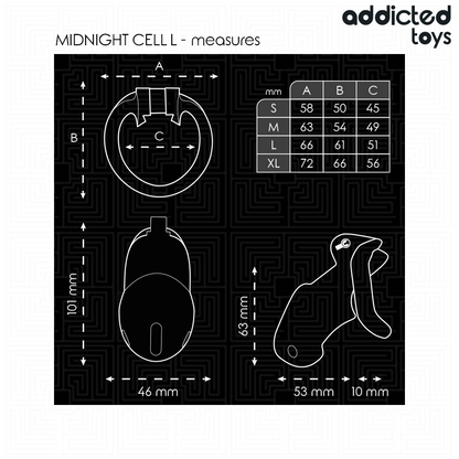 ADDICTED TOYS LOCKED - MINDNIGHT CELL PENIS CAGE SIZE L