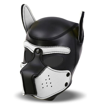 Hound Neoprene Dog Hood with Removable Muzzle White Black One Size